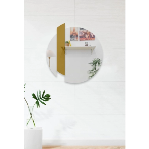 Okrągłe lustro dekoracyjne ze złotym paskiem - BONA